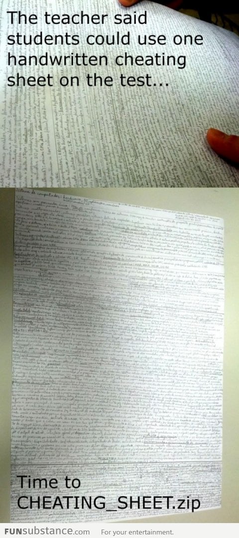 Students could use one cheat sheet during the test