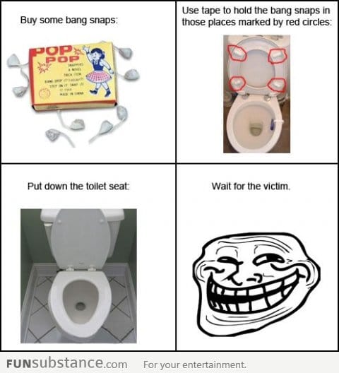 Toilet troll with pop pops