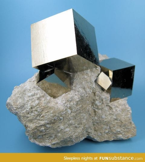 Naturally formed pyrite cubes