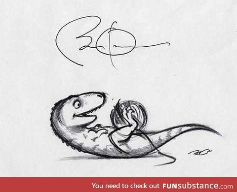 Obama's signature looks like a t-rex playing with a ball of yarn.