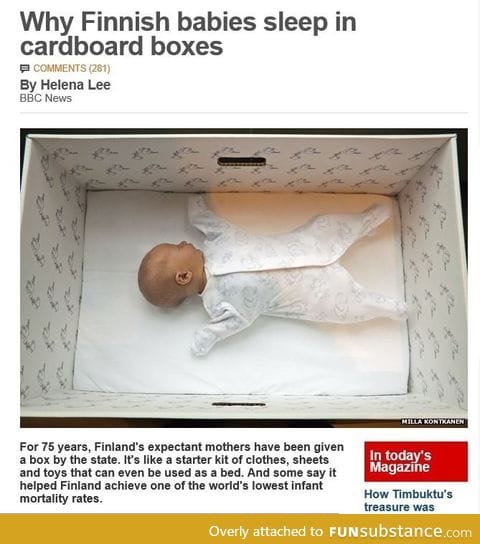 Finland babies sleep in cardboard boxes