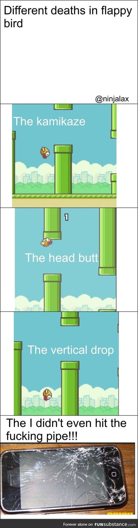 Types of flappy bird deaths