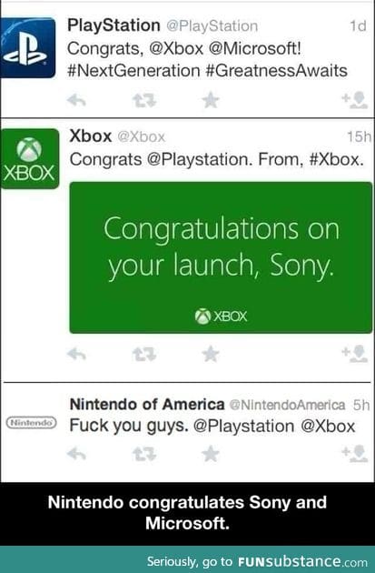 Nintendo congratulates sony and microsoft