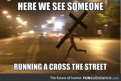 While cross-ing the street
