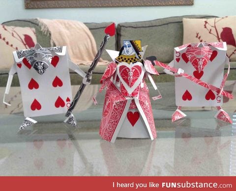 Red Card Heart Army & Queen of Heart (Alice in Wonderland) I made out of cards