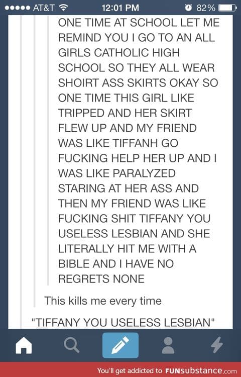 Tiffany you useless lesbian