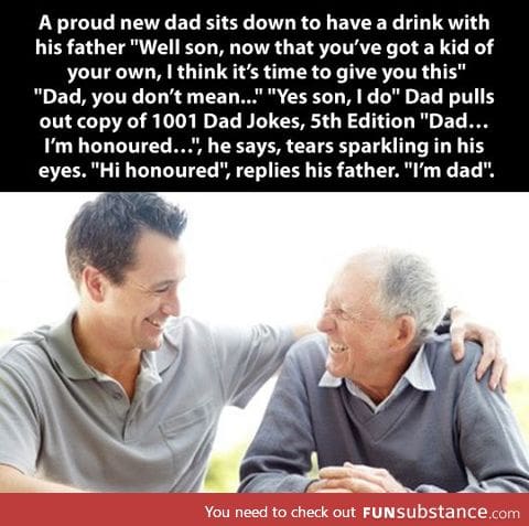 Dad gives something to his son