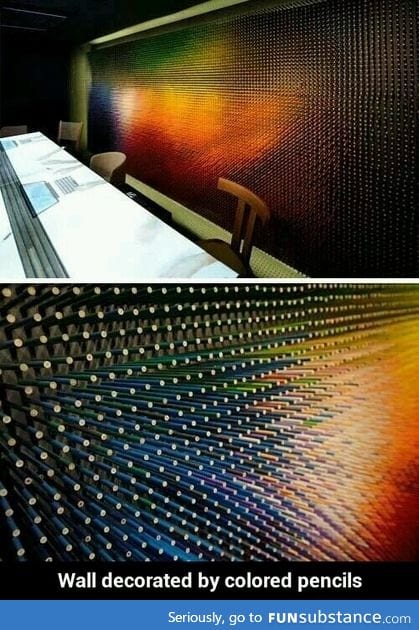 Wall decorated by colored pencils