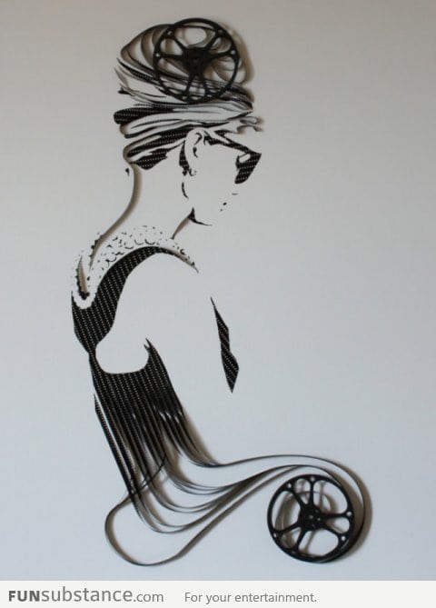 Gorgeous Audrey Hepburn art made of tape