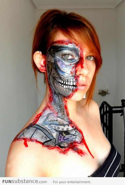 Super Realistic Terminator Body Painting