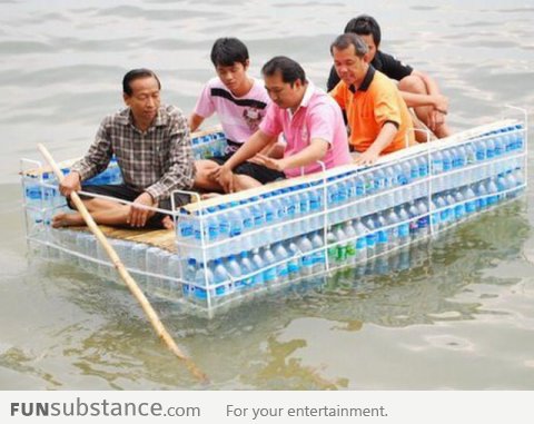 Creative Water Bottle Raft In Thailand