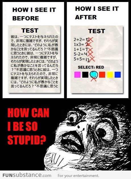 Before and after the test