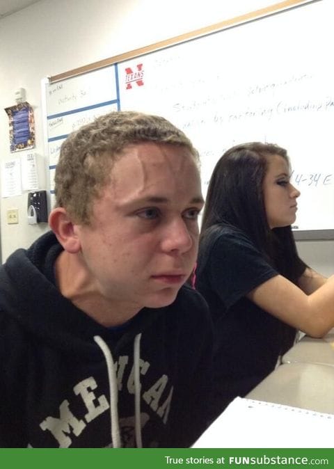 Trying to hold a fart next to a cute girl in class