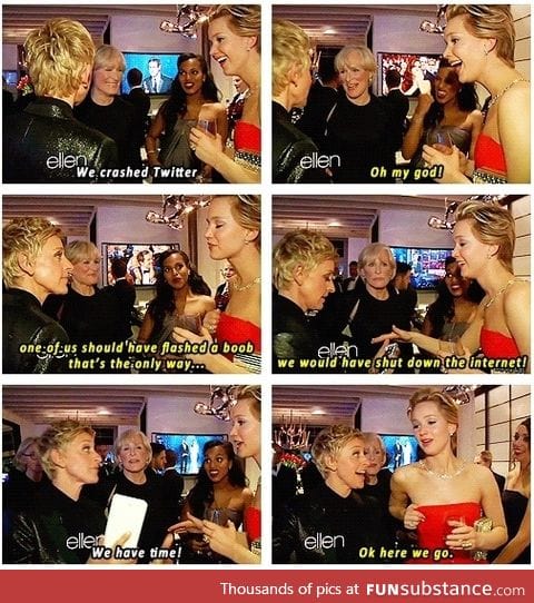 Ellen and Jennfer Lawrence on crashing Twitter