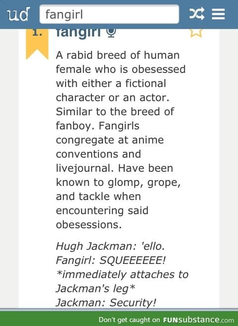 Urban dictionary definition of 'fangirl'