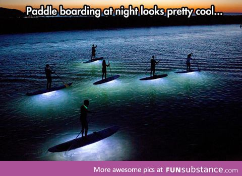 Paddle boarding at night