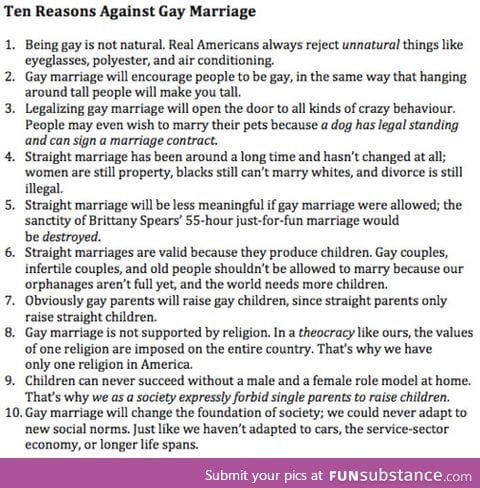 Reasons Against Gay Marriage