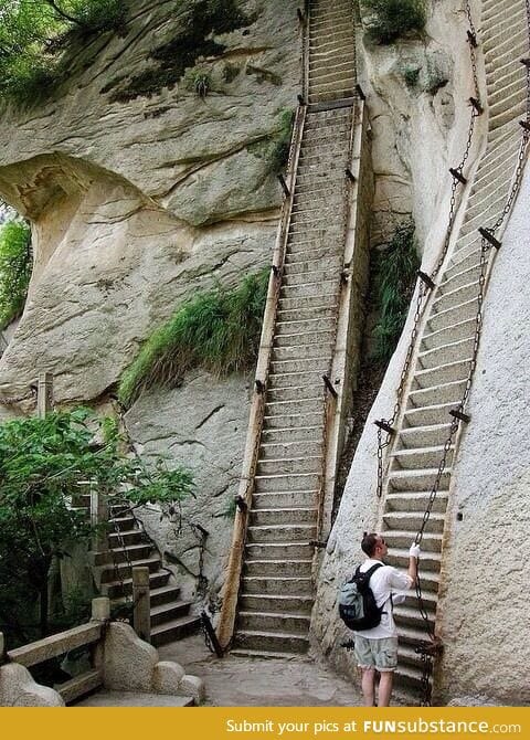 Stairs leading up Mt. Huashan, China