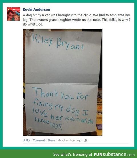 Vet receives a letter from a girl…