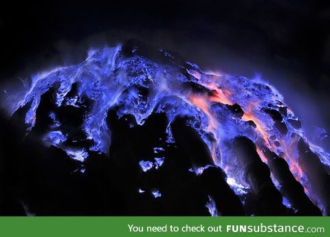 Indonesian volcano spews hauntingly beautiful blue lava