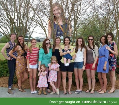 When you arrive late for the family photo, don't worry. They'll crop you in