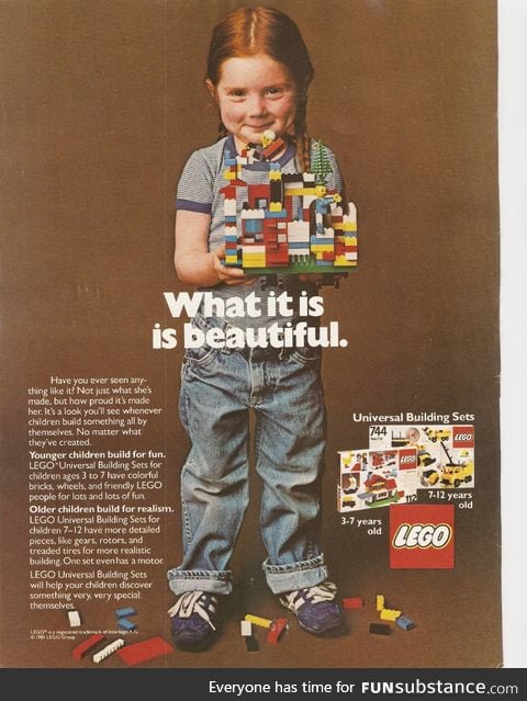 Lego ad from 1981 What it is is beautiful
