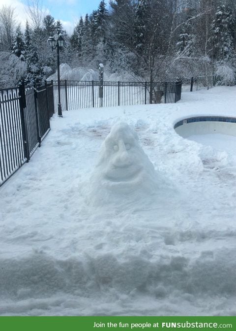 My brother built this snowman looking into the window, it's creeping me out.