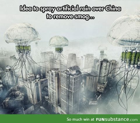 Artificial rain to remove smog in China