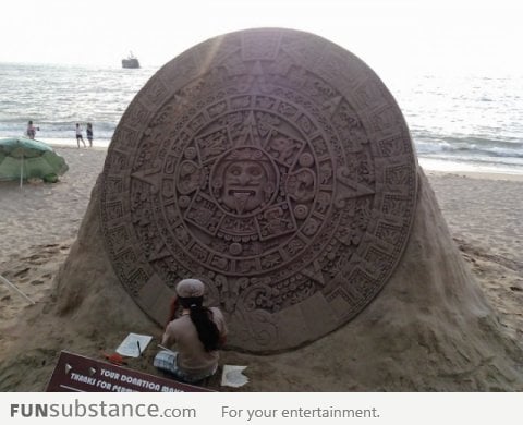 Aztec Solar Calendar made of sand