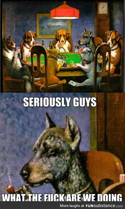 Dogs playing poker