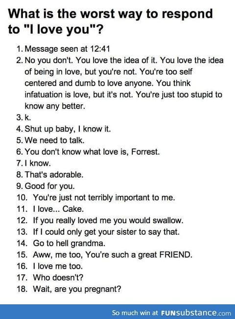 The worst ways to respond to "I love you"