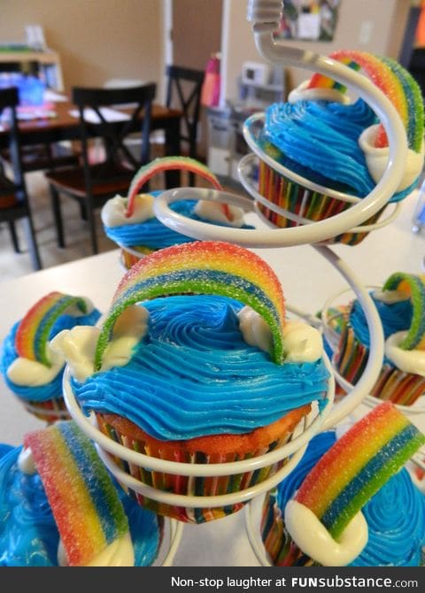 Rainbow cupcakes for a kid's bday party