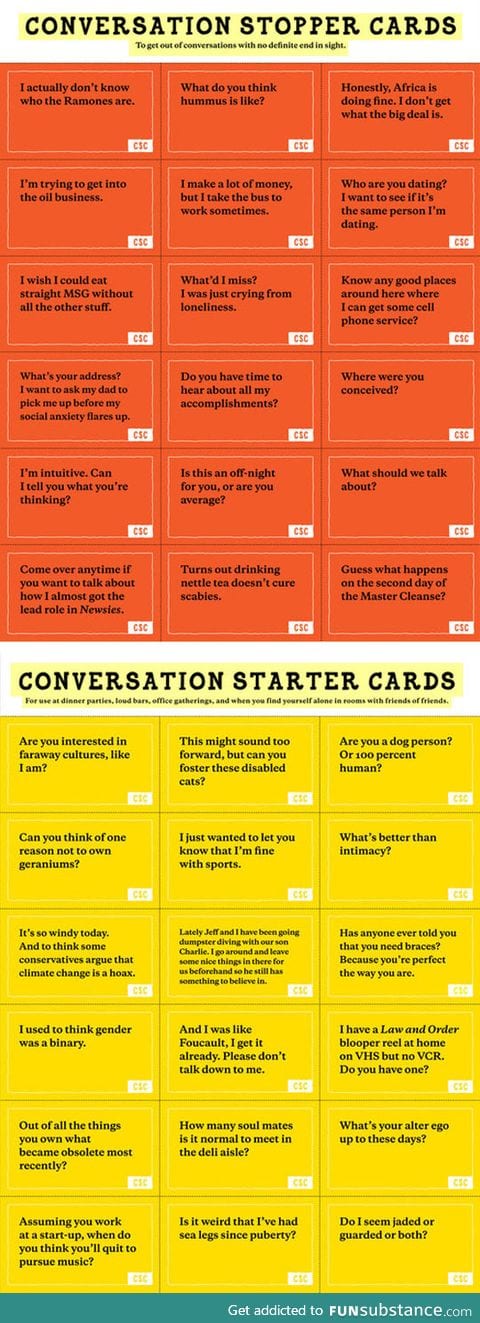 Conversation starters and stoppers