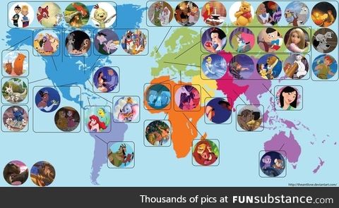 Map of Disney characters