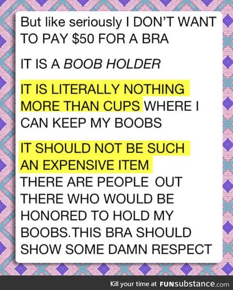 A bra shouldn't be that expensive