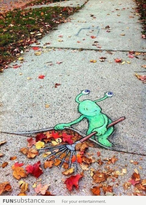 Fall sidewalk chalk art