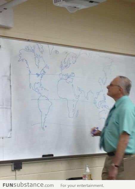 Teacher didn't have a map, so he drew one by himself