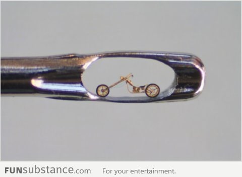 A chopper made of copper inside the eye of a needle