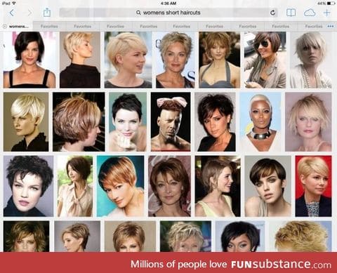 I need a haircut. I googled "womens short haircuts" for ideas. One stood out