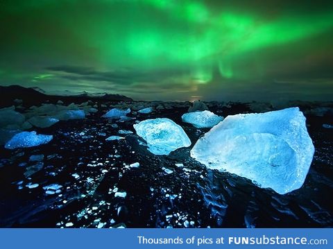 Amazing ice crystals near the aurora borealis