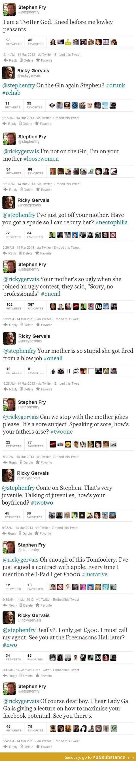 Ricky Gervais vs Stephen Fry