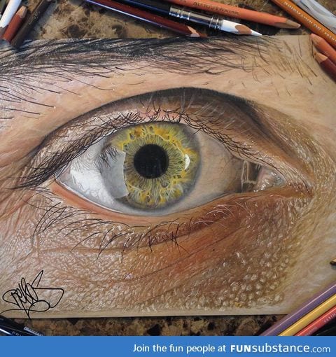 Hyper-Realistic Eyes Drawn with Colored Pencils