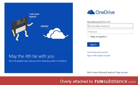 Microsoft's OneDrive sign-in page today