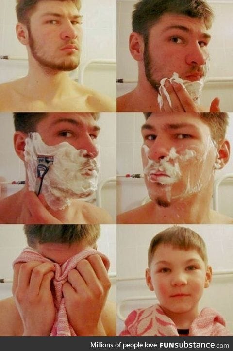 Before and after shaving