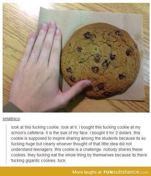 I want it. I would like that cookie right now.