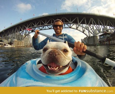 Kayaking makes him happy