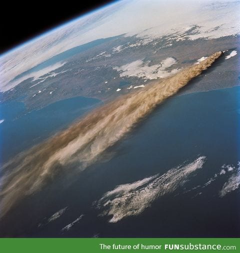 Volcanic eruption from space