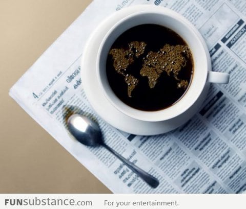 World map on my coffee