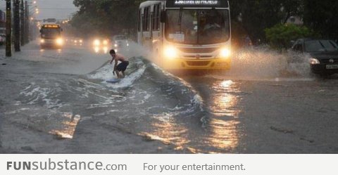 Just surfing in the rain