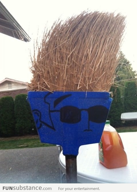 This broom looks like Johnny Bravo